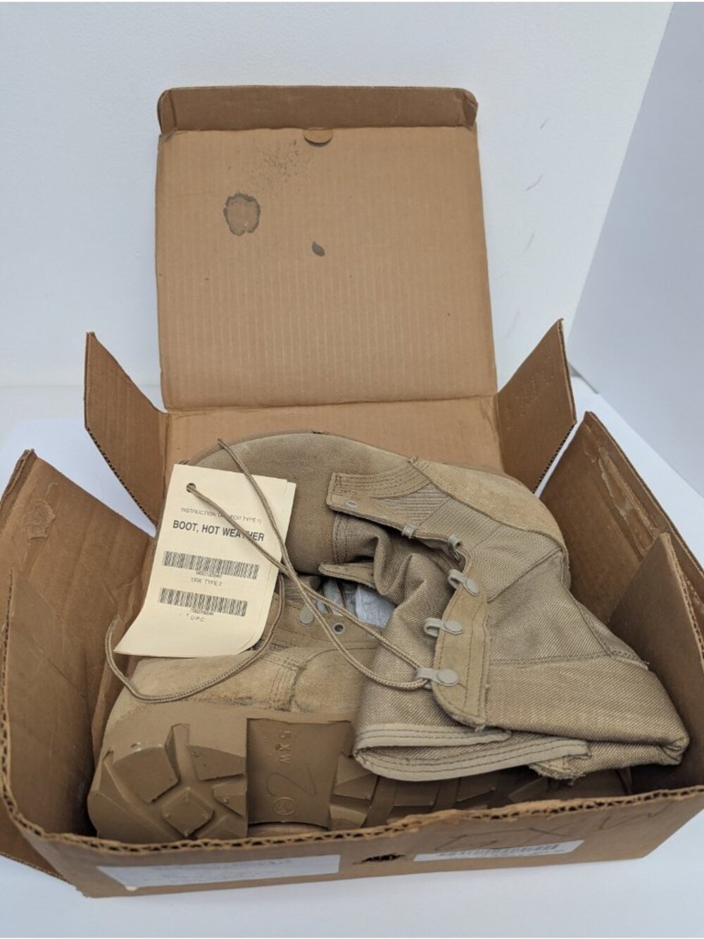 Wellco Army Combat Boots Tan Hot Weather Type II Size 5 XW – New Open Box